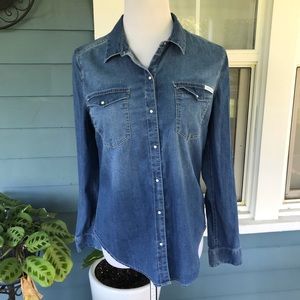 CALVIN KLEIN JEANS Blue Jean Snap Front Top